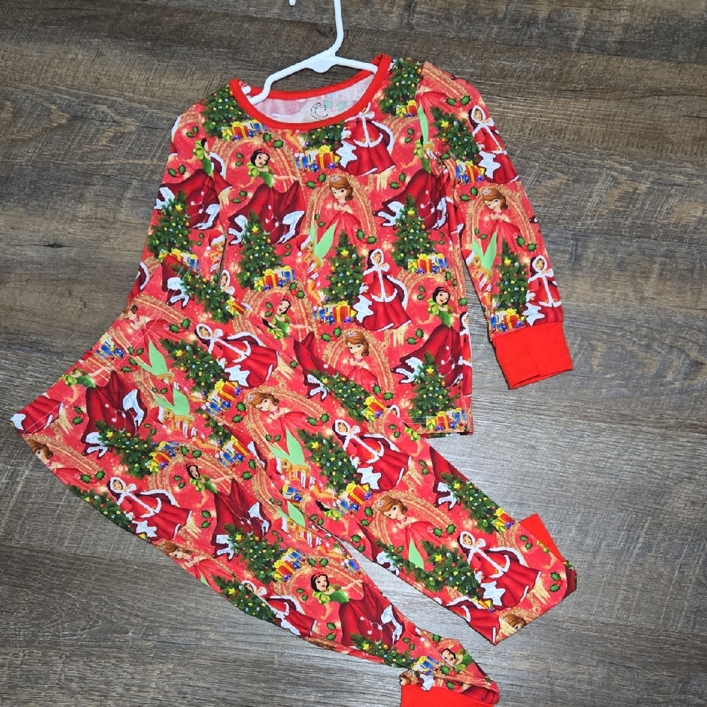 2T Bamboo Kids Red Holiday Princess Sophia Cotton Pajama Set
